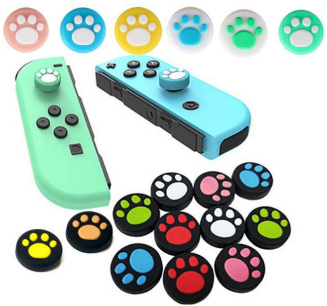 닌텐도 조이콘 스틱커버 키 캡 고무 교체 2p, 레드냥발2개 02160CL