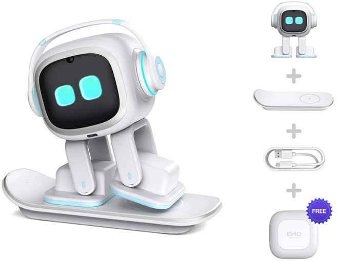 EMO 로봇 이모 고홈 챗GPT 연동 AI 미니 반려 로봇 (EMO 또는 EMO GO HOME 모델옵션 및 색상선택), EMO-화이트