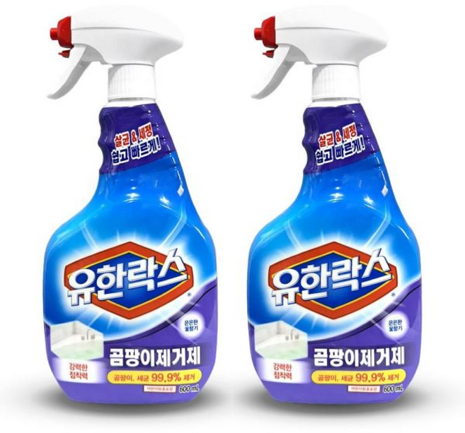 유한락스 곰팡이 제거제 스프레이 /곰팡이냄새제거/곰팡이세제/곰팡이스프레이/곰팡이예방/곰팡이, 2개, 600ml