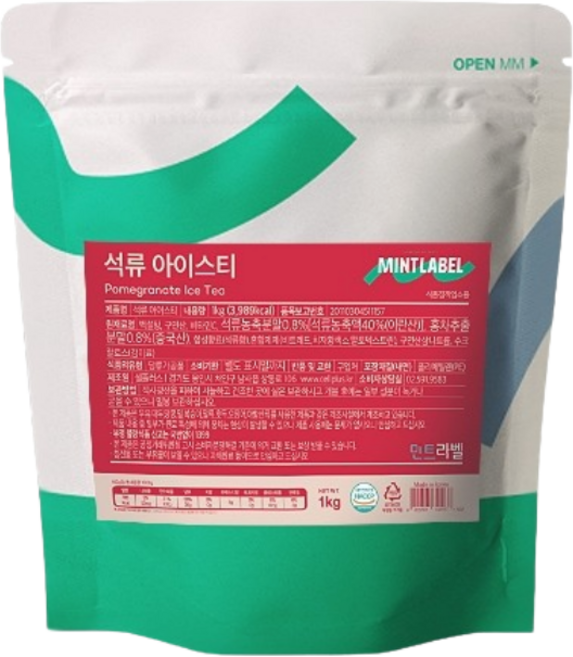 민트라벨 석류아이스티 파우더, 3개, 1kg, 1개입