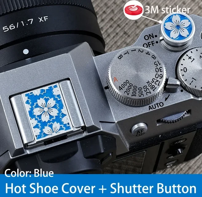 Canon Nikon Sony Leica Pentax Panasonic 카메라 액세서리 용 금속 사쿠라 핫슈 커버 셔터 릴리즈 버튼 보, 04 Blue  (3M type)