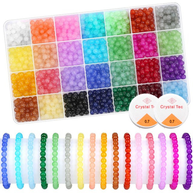 [목화상회] 28색 컬러 6mm 비즈알 DIY 세트, 1세트, 단품