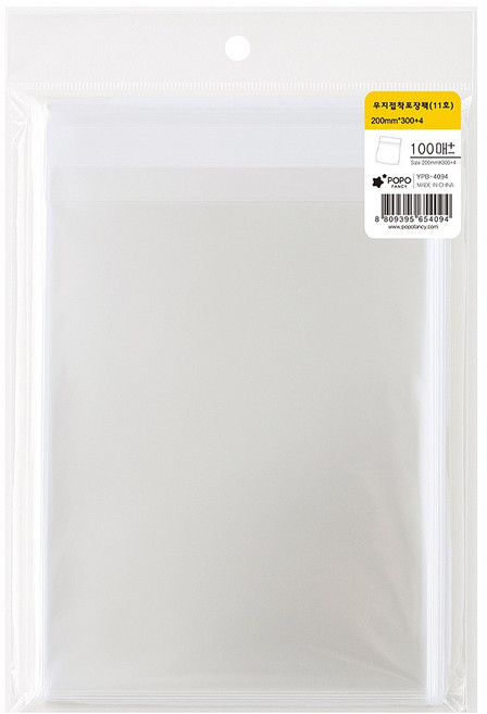 포포팬시 접착식 투명 무지 OPP 포장팩 대용량, 100개