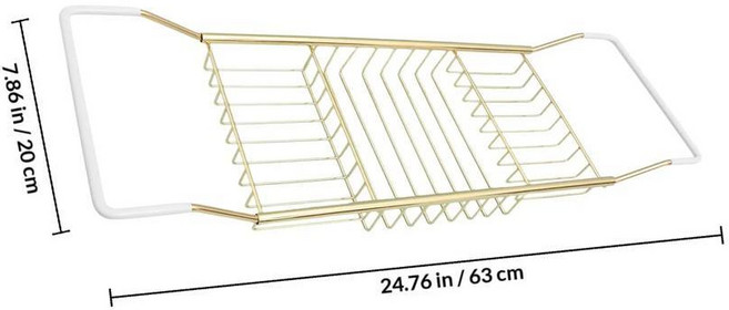 망원경 텔레스코픽 욕조 랙 미끄럼 방지 트레이 휴대폰 태블릿 독서 자료용 조절 샤워 수납함, 1개, 색상: 2. Golden