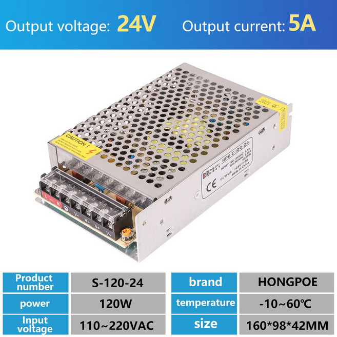 호환 360W 400W 조명 변압기 AC110V-220V DC 24V 전원 공급 장치 어댑터 2A 5A 10A 30A LED 스트립 스위치, 01 100-240V, 13 24V5A 120W, 1개