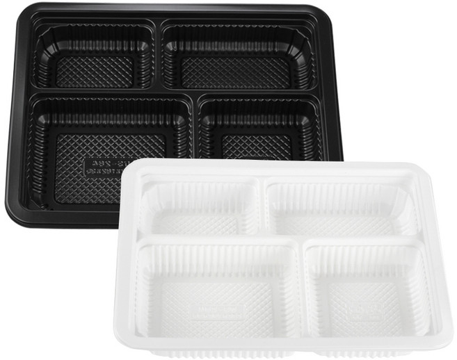 쿡앤락 돈가스용기 4칸 미니도시락용기 일회용용기 다회용, 1개, 400개