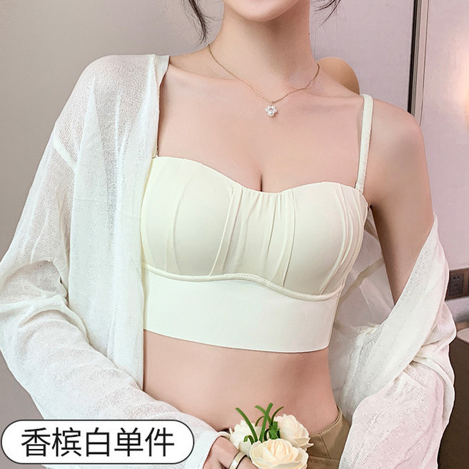 抹胸 無肩帶內衣 薄款無痕 大胸顯小 無鋼圈一片式bra