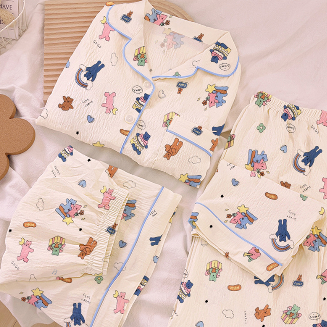 레티시아 귀여운 반팔 잠옷 세트 반팔+반바지+긴바지 3종구성 파자마세트