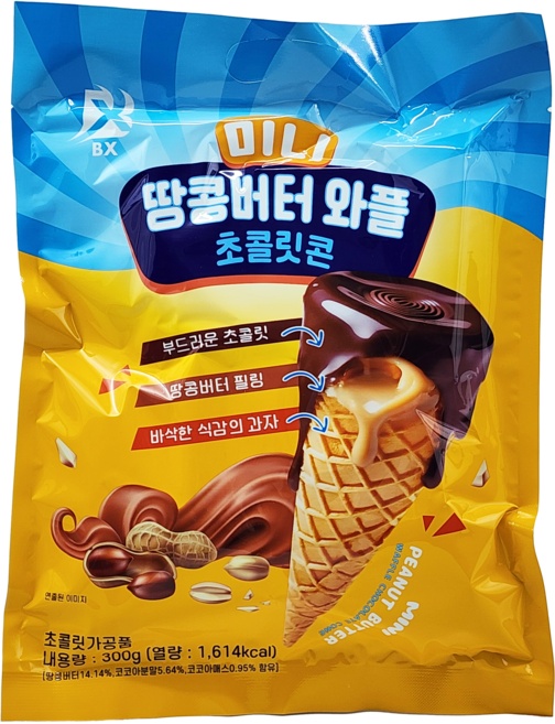 땅콩버터 와플 초콜릿콘 미니 300g, 1개