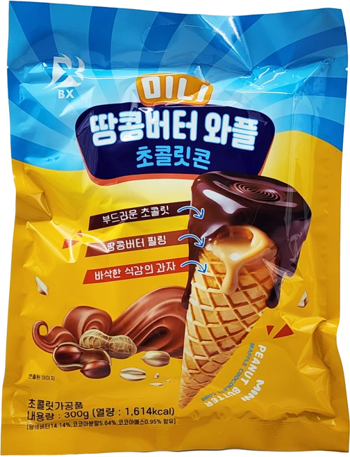 땅콩버터 와플 초콜릿콘 미니 300g, 1개 - 쿠팡