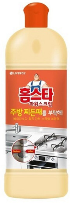 LG 미스터 홈스타 강력한 스크럽 세정제 파워 스크럽 주방 찌든때를 부탁해 550ml 베이킹소다 함유, 1개