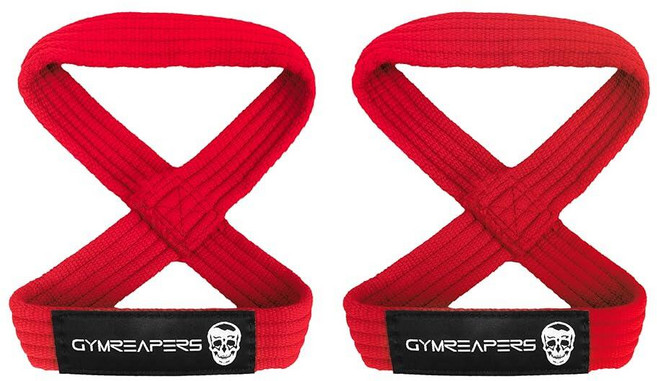 Gymreapers 피규어 8 데드리프트 파워리프팅 스트롱맨 및 크로스 트레이닝용 리프팅 스트랩 강력한 역도 손목 스트랩 남성 여성용 (블랙 라지) 131152 818, 레드, 1개