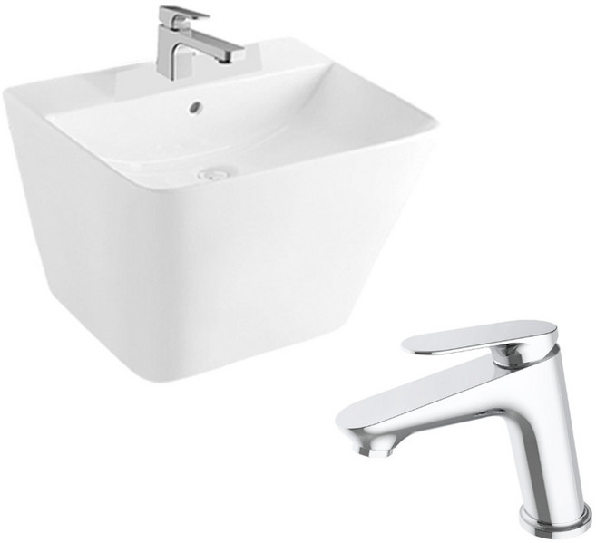 [반장들] 해림 DL5000 스퀘어 세면대 수전 설치부속포함 풀세트, 1세트