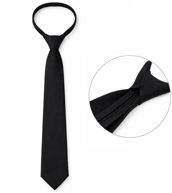 마켓Y 조문용 장례식 자동 지퍼 검정 넥타이