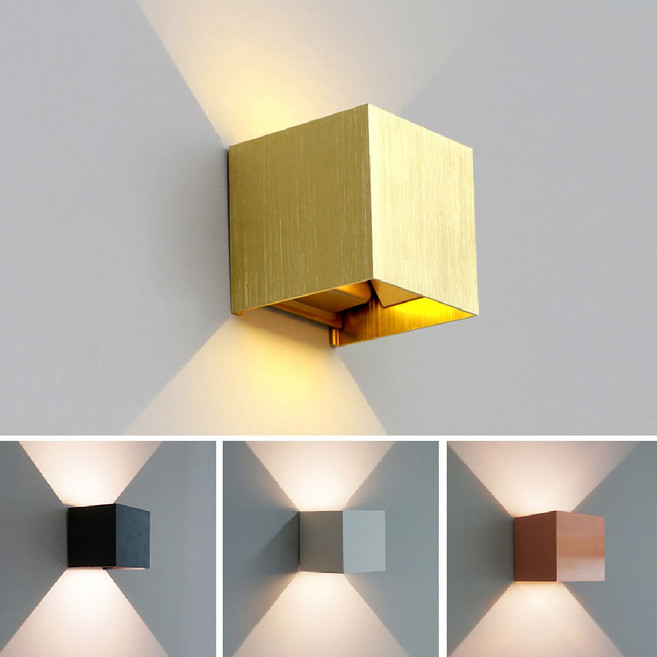 알라딘라이팅 LED 사각 벽등 5W 블랙 화이트 골드 거실 침실 복도 모던 인테리어 벽조명