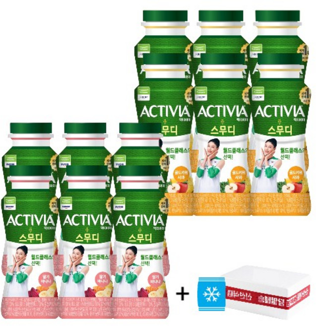 액티비아 스무디 골드키위사과 + 액티비아 스무디 딸기바나나맛, 150ml, 6세트