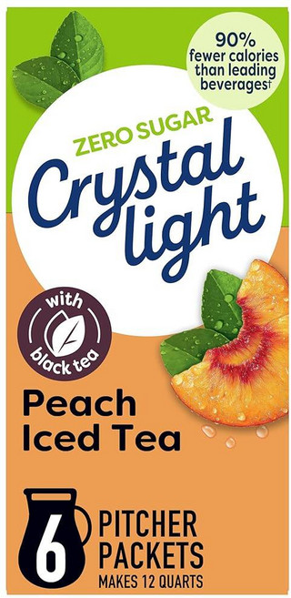 Crystal Light 피치 아이스 티 파우더 드링크 믹스 피처 패킷 6개입 138514, 1