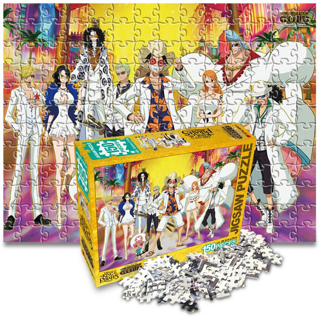 원피스 직소 퍼즐 150조각, 1개, 골드 화이트 크루2, 150피스