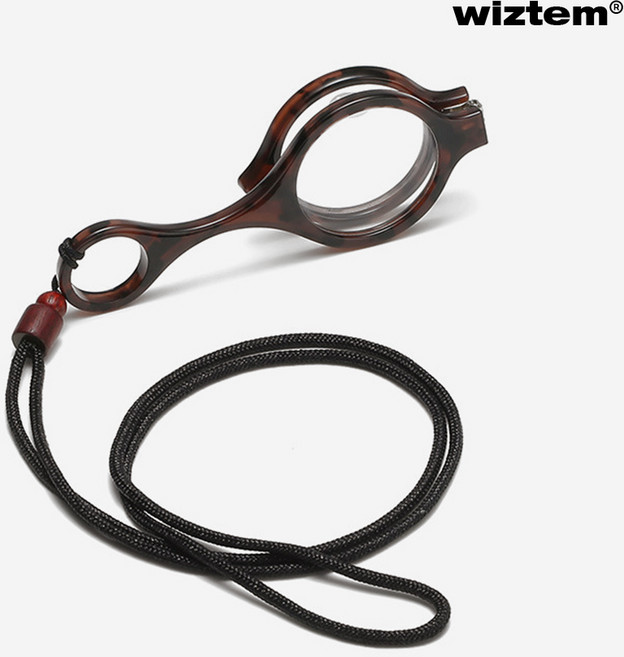 비버블리 휴대용 돋보기목걸이 접이식 패션 루페 +2.00, 원형브라운, 1개