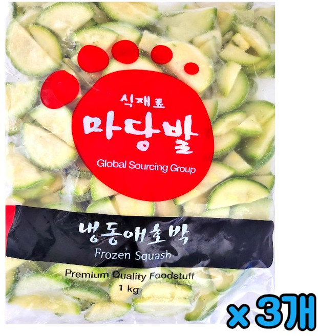 마당발 냉동 애호박(반달) 무려배송 식재료 슬라이스 되어 간편 조리 국 찌개 볶음 반찬 다양한 요리활용, 3개