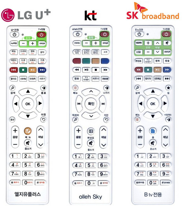 SK LG KT 셋톱박스 리모컨 리모콘 올레 유플러스 브로드밴드 IPTV, KT 올레 셋톱박스 리모컨, 1개