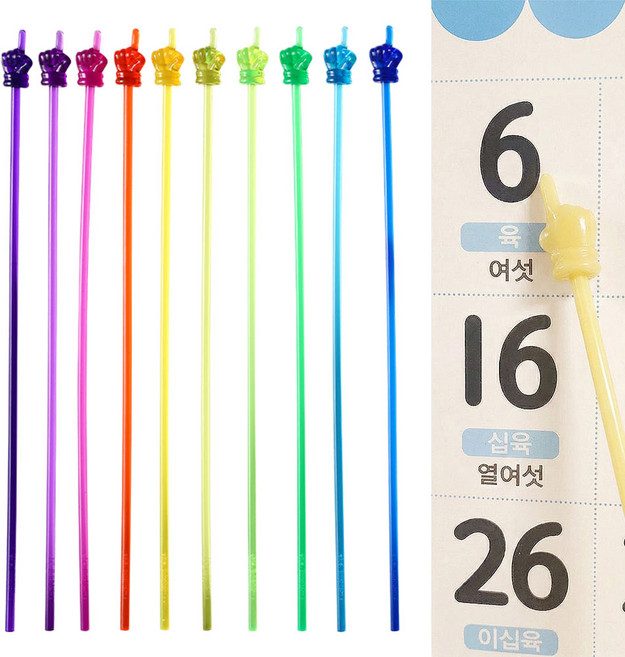 슈리팜 손가락 지시봉 게임용 학습용 미니 포인터, 10개, 투명(색상랜덤), 1개