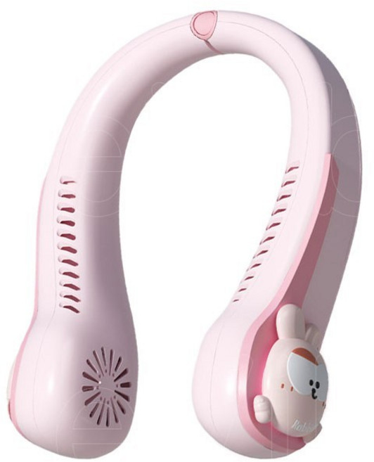 휴대용 캐릭터 목선풍기 넥풍기 넥밴드 목걸이 선풍기 3단 조절, 토끼, 굽힘 정도 조절 가능