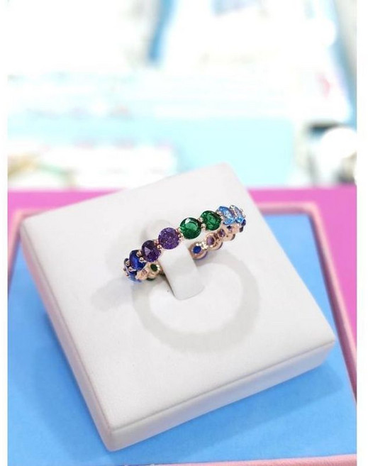 로뎀 Pretty 큐빅 오링반지(멀티블루) (RDA24030021)