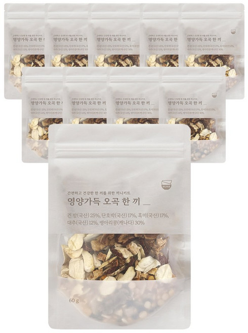 면역 채우는 자연담은 잇더밀 나물한끼 유채 취나물 곤드레 고사리 오곡 솥밥용 비빔밥용 나물 오곡 파우치 건강밥상 나물밥 건나물 인기나물, 10개, 영양오곡 한끼 60g