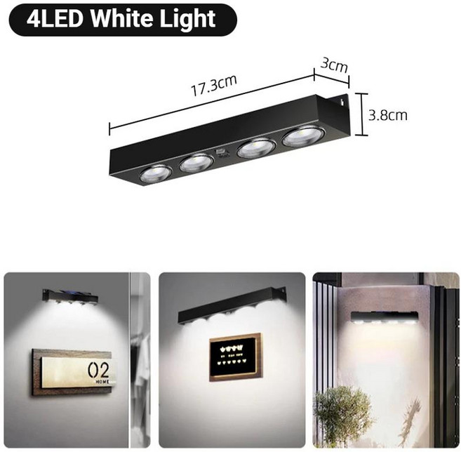 4/8LED 태양 야외 방수 벽 조명 렌즈 슈퍼 밝은 정원 장식 태양 간판 조명 문패 램프, 03 4LED-White Light