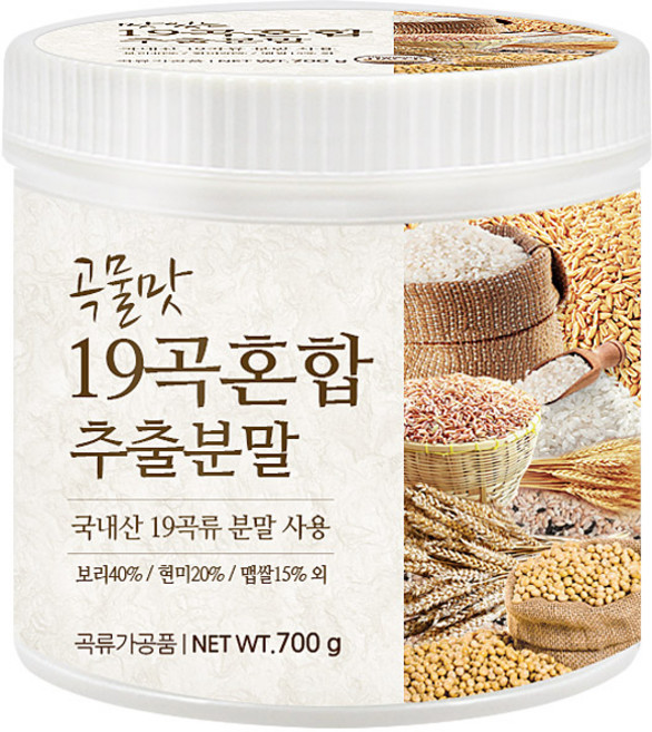 푸른들판 무가당 19곡 곡물 선식 쉐이크 가루 추출 분말 옥수수 현미 보리 곡물차 잡곡, 700g, 1개