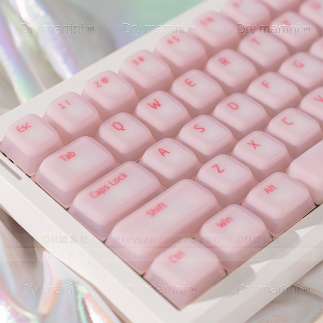 반투명 젤리 커스텀 키캡 CHERRY PBT 한무무 앱코 기계식 키보드 키캡, 핑크