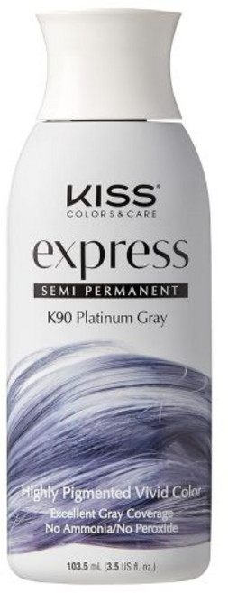 KISS 키스 익스프레스 세미-퍼머넌트 헤어 컬러 – 선명하고 강렬한 색상의 염색약 부드러운 포뮬러 은발 커버 pH 균형 23가지 혼합 가능한 색상 모든 모발 타입 35온스 블, Platinum, 1 Count (Pack of 1), 1개