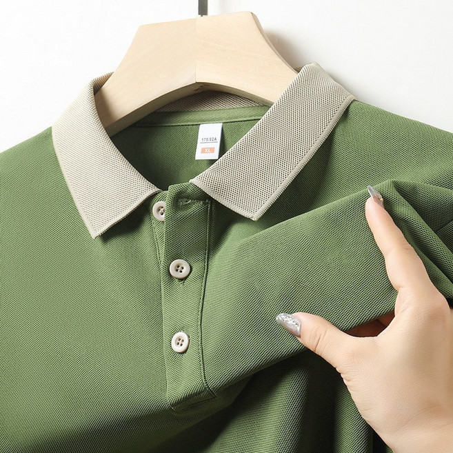 비즈니스 레저 스타일 조화 영세 자수 남성용 폴로 셔츠 반팔 상의 중청년 아버지 세대 우수한 품질 비즈니스 장소 레저한 분위기 여름철 쾌적 골프 티셔츠 라운딩룩