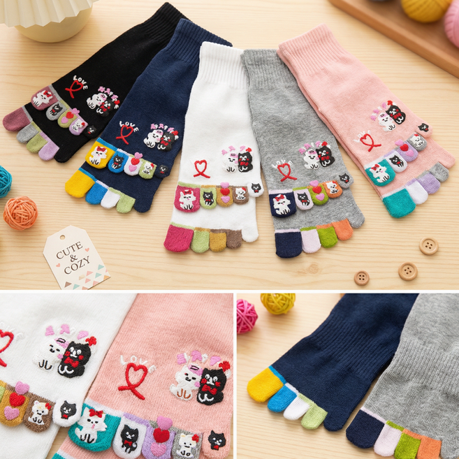 여성 분리형 발가락양말 데일리 편안한 착용감 순면 소재 땀/냄새/세균 방지 5켤레 세트