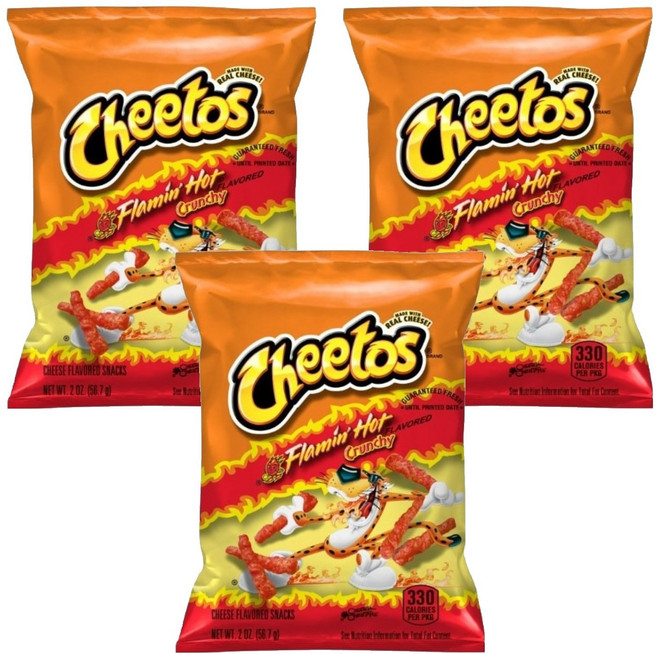 치토스 플레이밍 핫 크런치, 56g, 3개