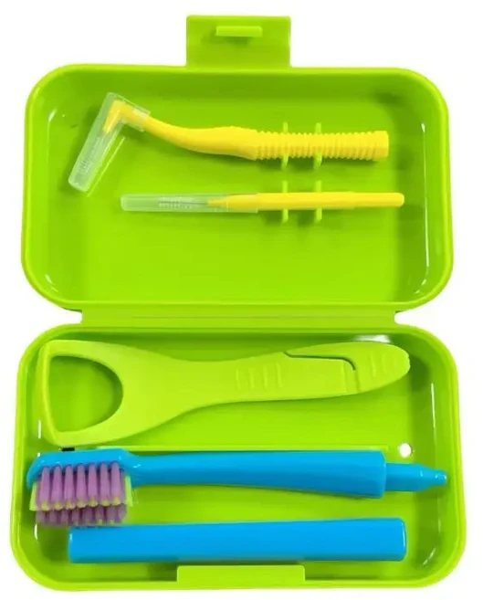휴대용 치과 청소 케어 키트 여행용 구강 탈착식 칫솔 브러시 혀 스크레이퍼 보관 케이스, 04 green