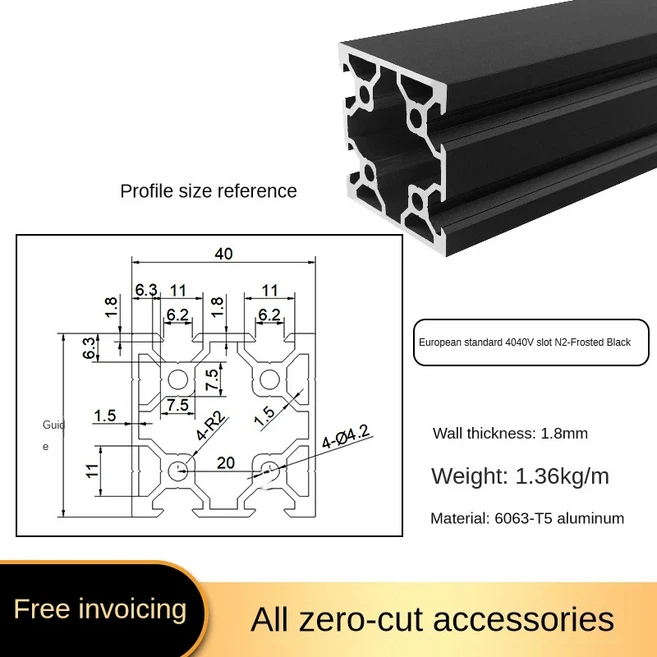 1PCS 2020 2020N1 2040 2040N1 2060 2080 4040 4080 20100 V 슬롯 알루미늄 프로파일 EU 표준 DIY 프레임 C, 01 150mm, 10 4040V-N2
