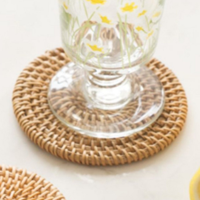 원형 라탄 컵받침 받침대 카페 티, 1개, 13cm
