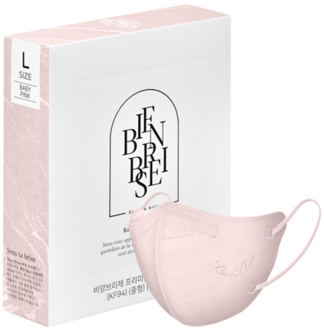 비앙브리제 프리미엄 에어슬림 마스크 대형 KF94, 10개입, 6개, 베이비 핑크