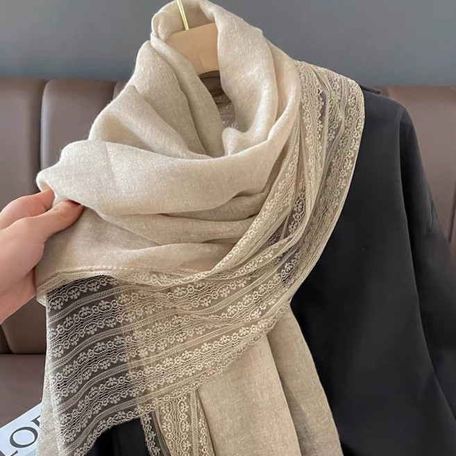 어나더뷰 2132 레이스 롱 스카프 빅사이즈 간절기 가을 겨울 목도리 머플러 숄