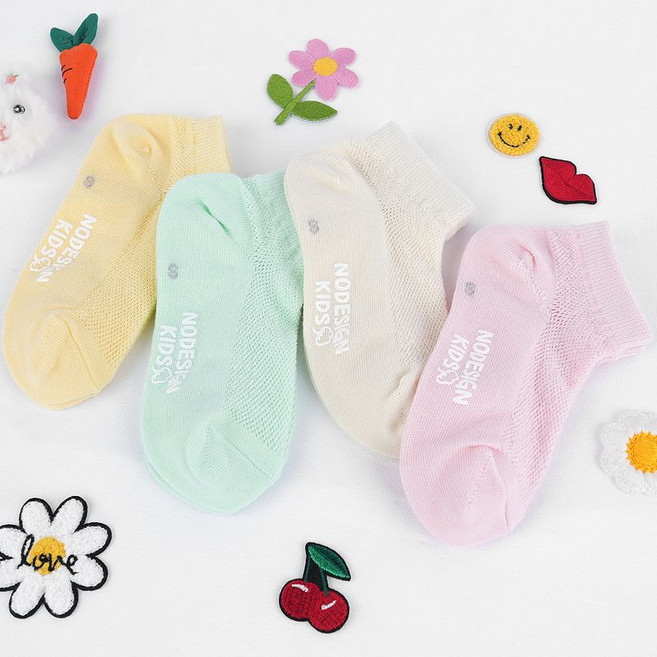 노디자인 파스텔 망사 발목 양말 4켤레 세트