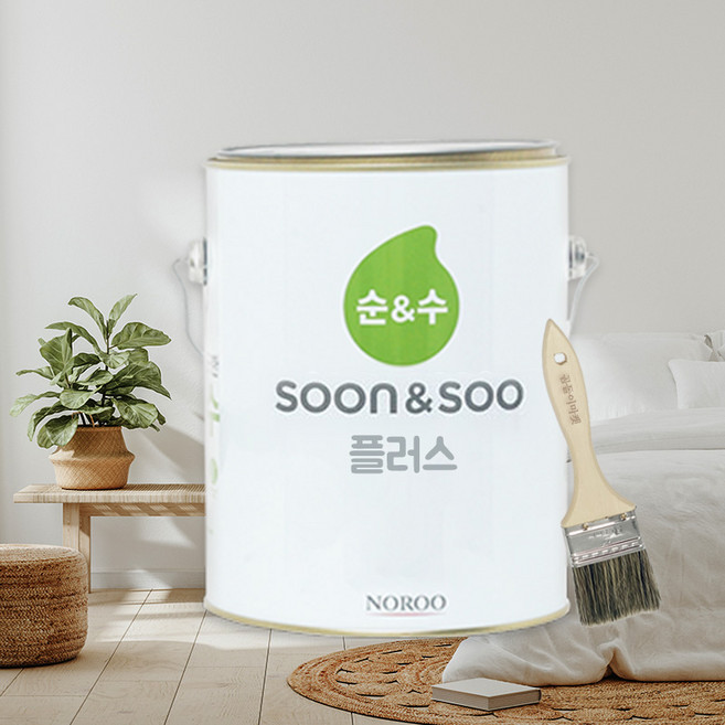 노루페인트 순앤수 100 플러스 수성 친환경 벽지 벽면, 순흰색(WHITE), 1개, 4L