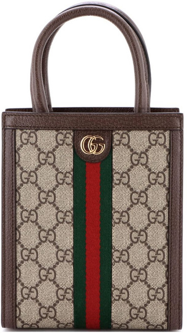 구찌 중고 오피디아 버티컬 토트 GG 코팅 캔버스 슈퍼 미니 크로스 백