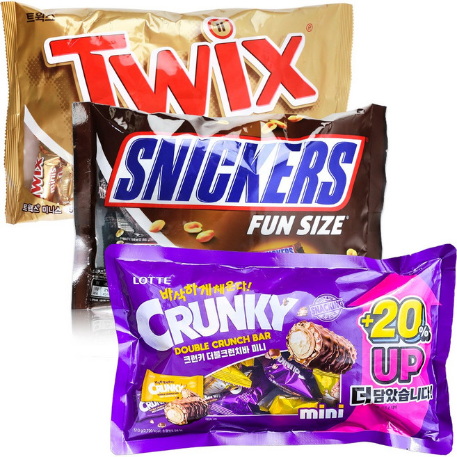 스니커즈500g+트윅스500g+더블크런치바513g 미니 대용량, 500g, 1세트