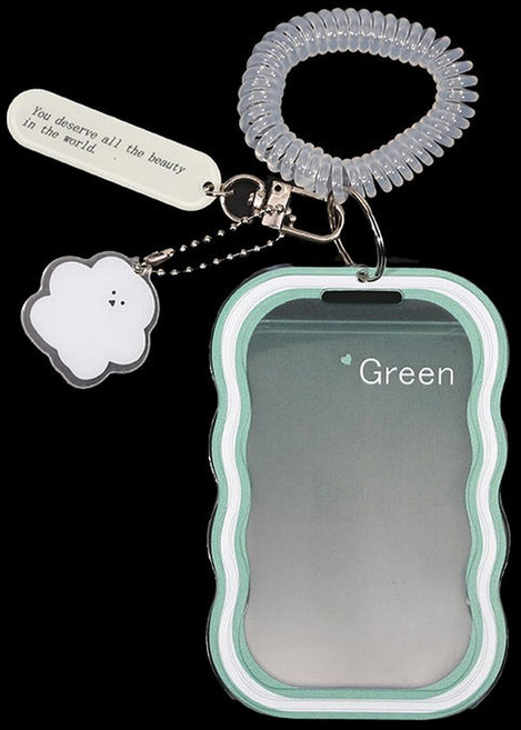 크리 에이 티브 디자인 Kpop Photocard 홀더 투명 카드 키 체인 사진 슬리브 버스 학생 케이스 수호자, Green, 1개