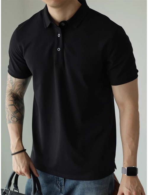 ANYOU 남성 여름 카라 반팔 티셔츠 흡한속건 통기성 좋은 편안한 데일리 티셔츠