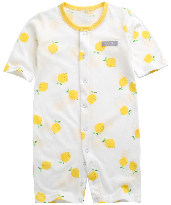 그린베베 영유아 봄여름 간절기용 레몬트리 7부 우주복