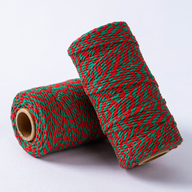 트와인끈 선물 포장끈 크리스마스 기념일 선물포장 답례품 포장 리본끈, 1개, 100m, 레드그린