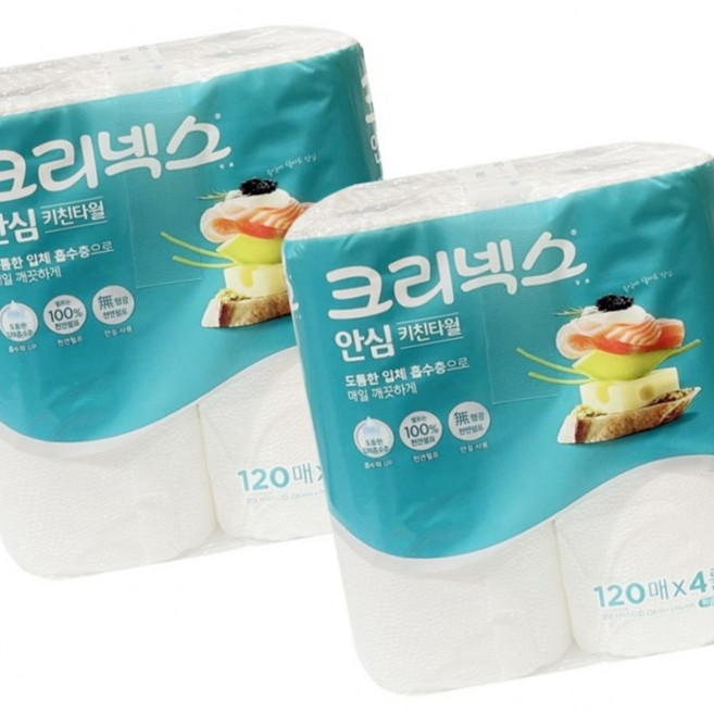 PWD6F55D 행사상품 크리넥스안심 주방 부엌 유한킴벌리 키친타올 관공서 4롤, 1박스